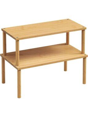 New Set of 2 Large Bamboo Stackable Expandable Cabinet Counter Spice Rack Shelf